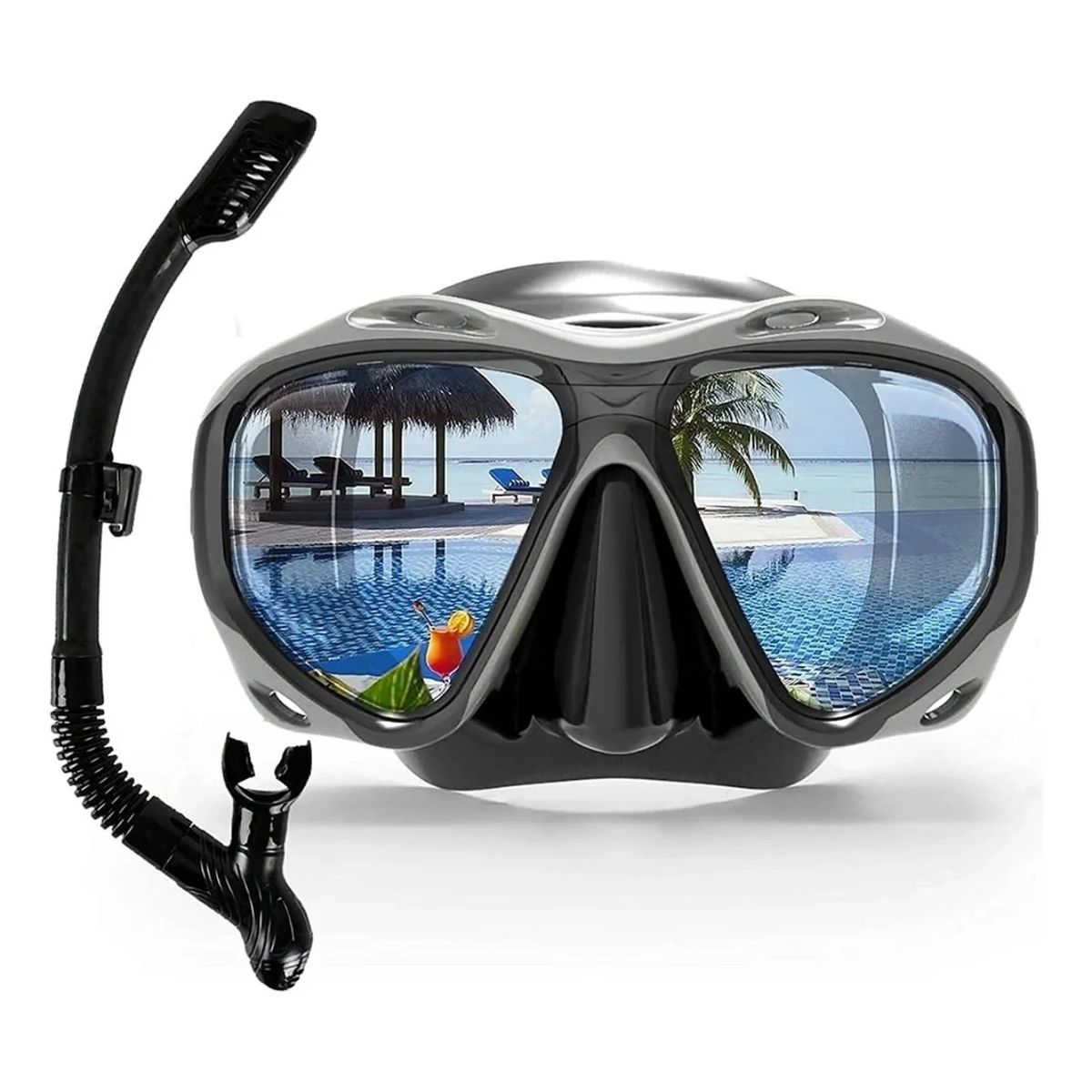 GENERICO - Kit Buceo Mascara Snorkel Profesional Ajustable Full Vision