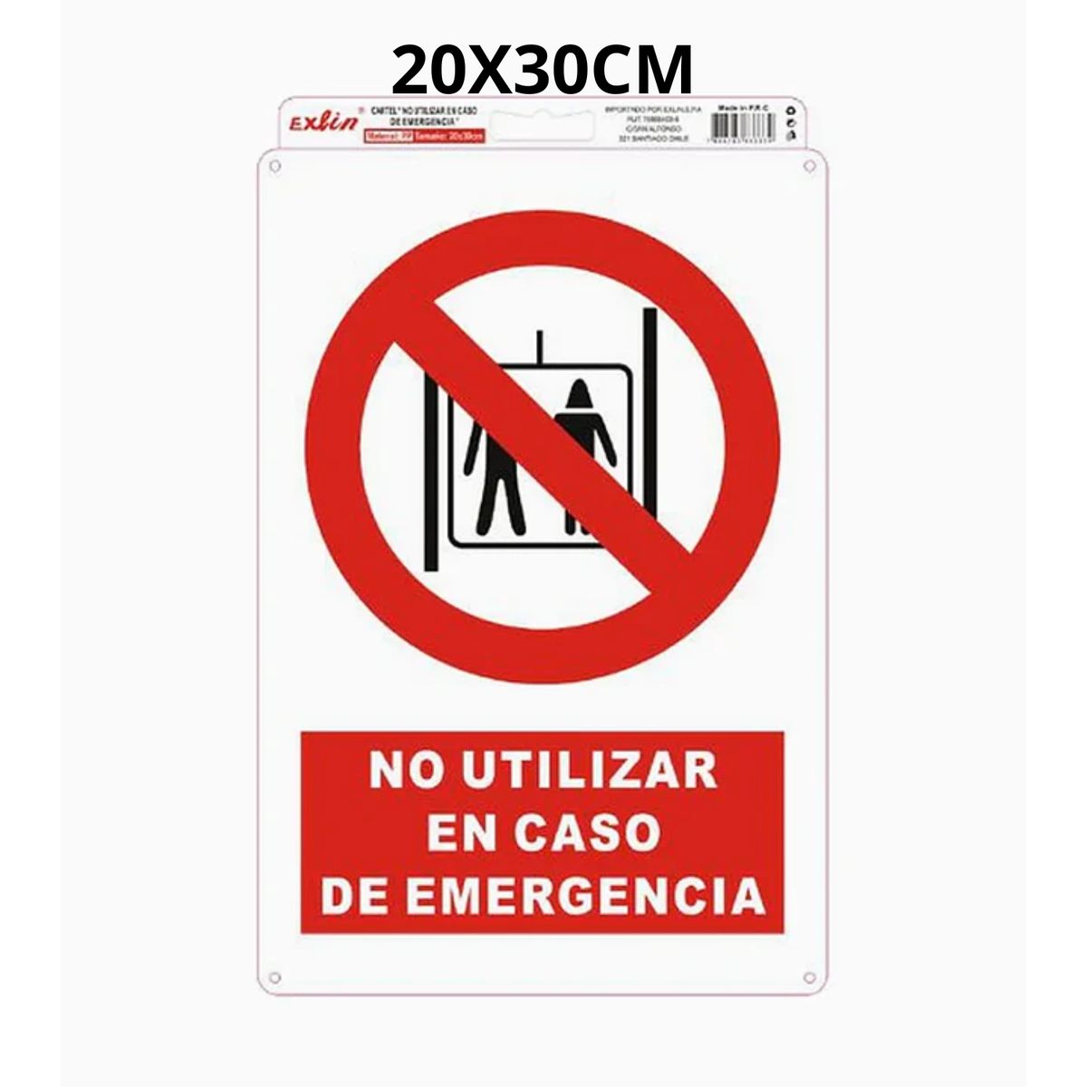 GENERICO - Señalética No Utilizar En Caso De Emergencia Letrero 20x30cm