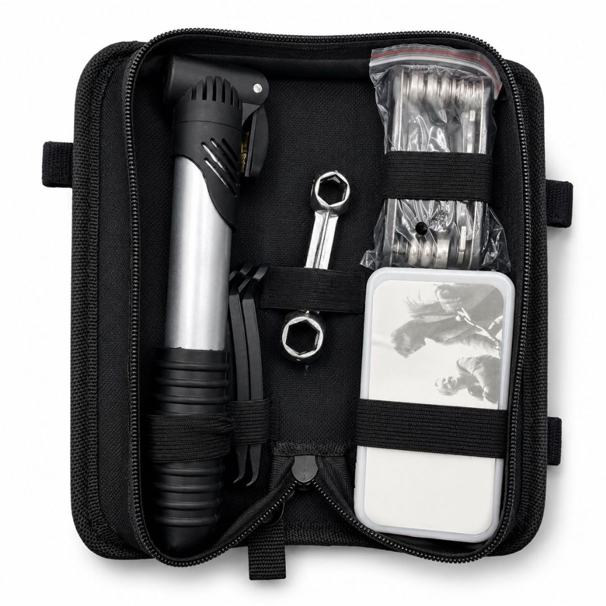 GENERICO - Kit Herramientas Bicicleta Con Bombin Parches Y Bolso