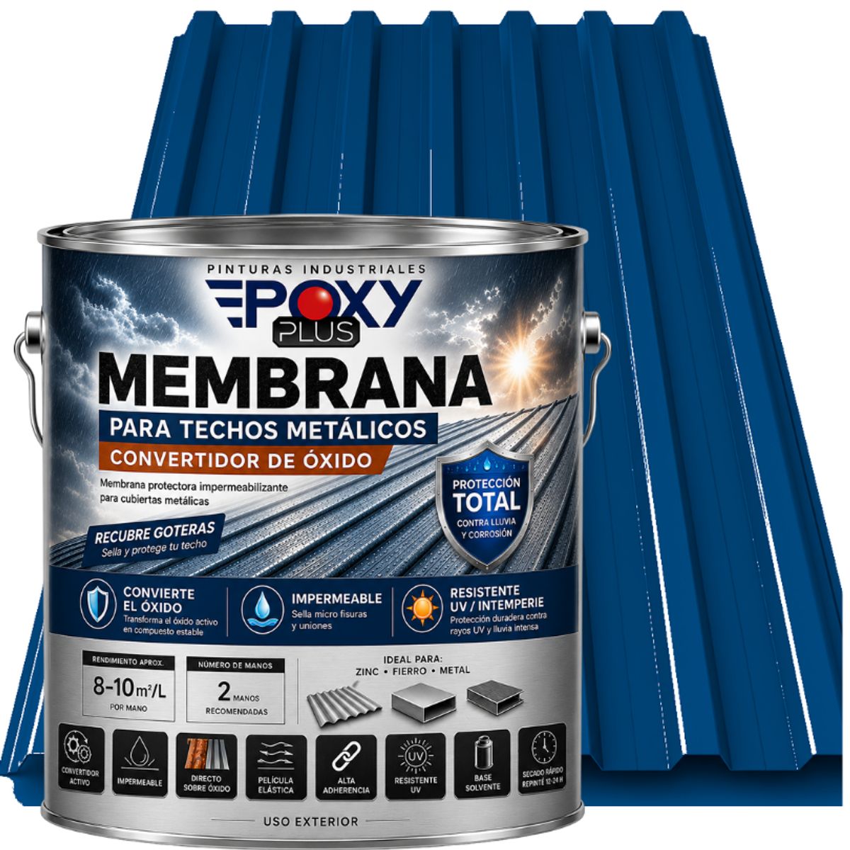 EPOXY - MEMBRANA PARA TECHOS METÁLICOS - CONVERTIDOR OXIDO - GALON - AZUL GENCIANA