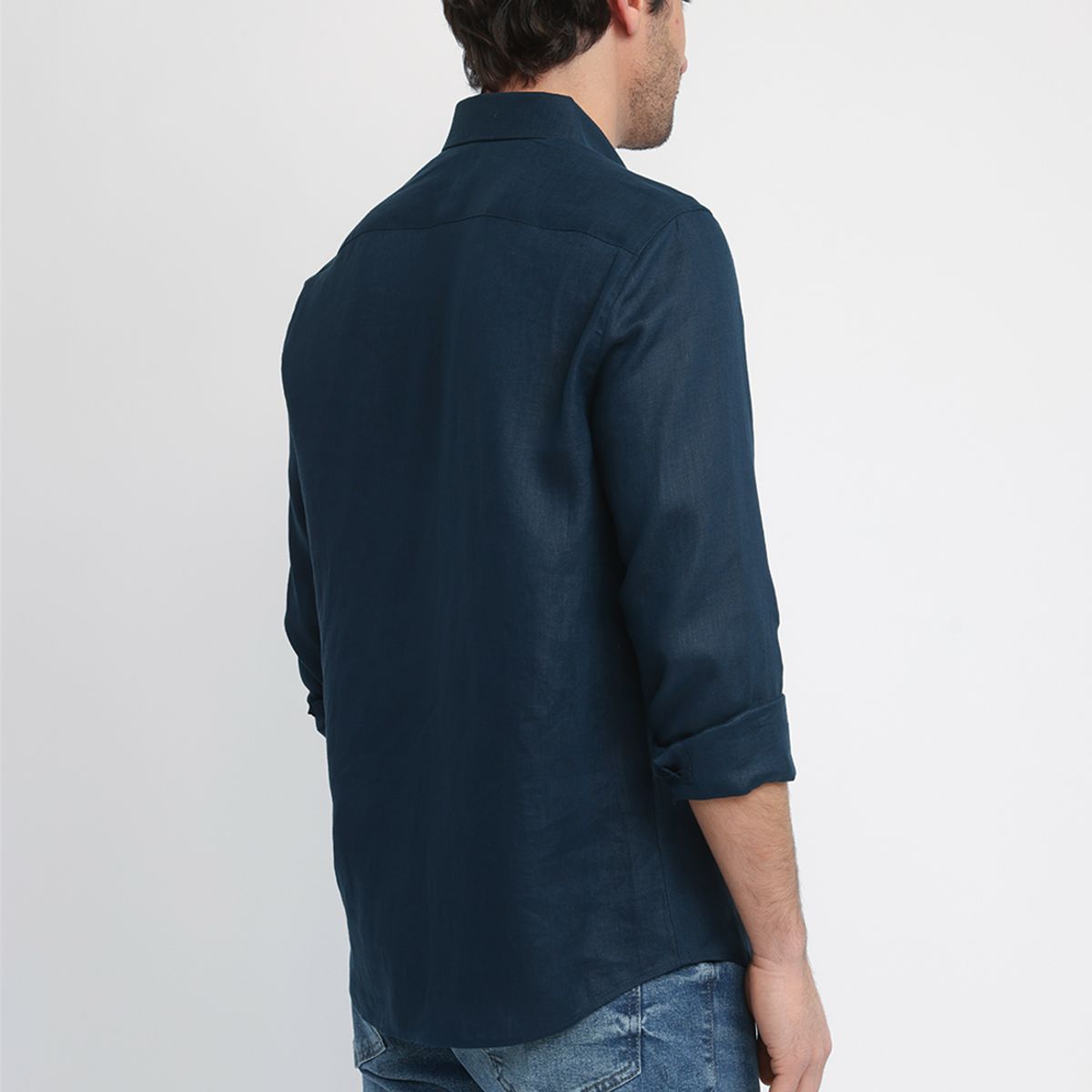 PERRY ELLIS - Camisa Hombre Lino Navy