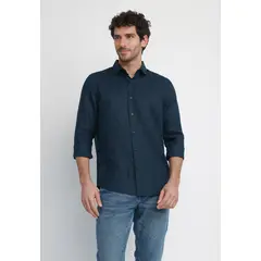 PERRY ELLIS - Camisa Hombre Lino Navy