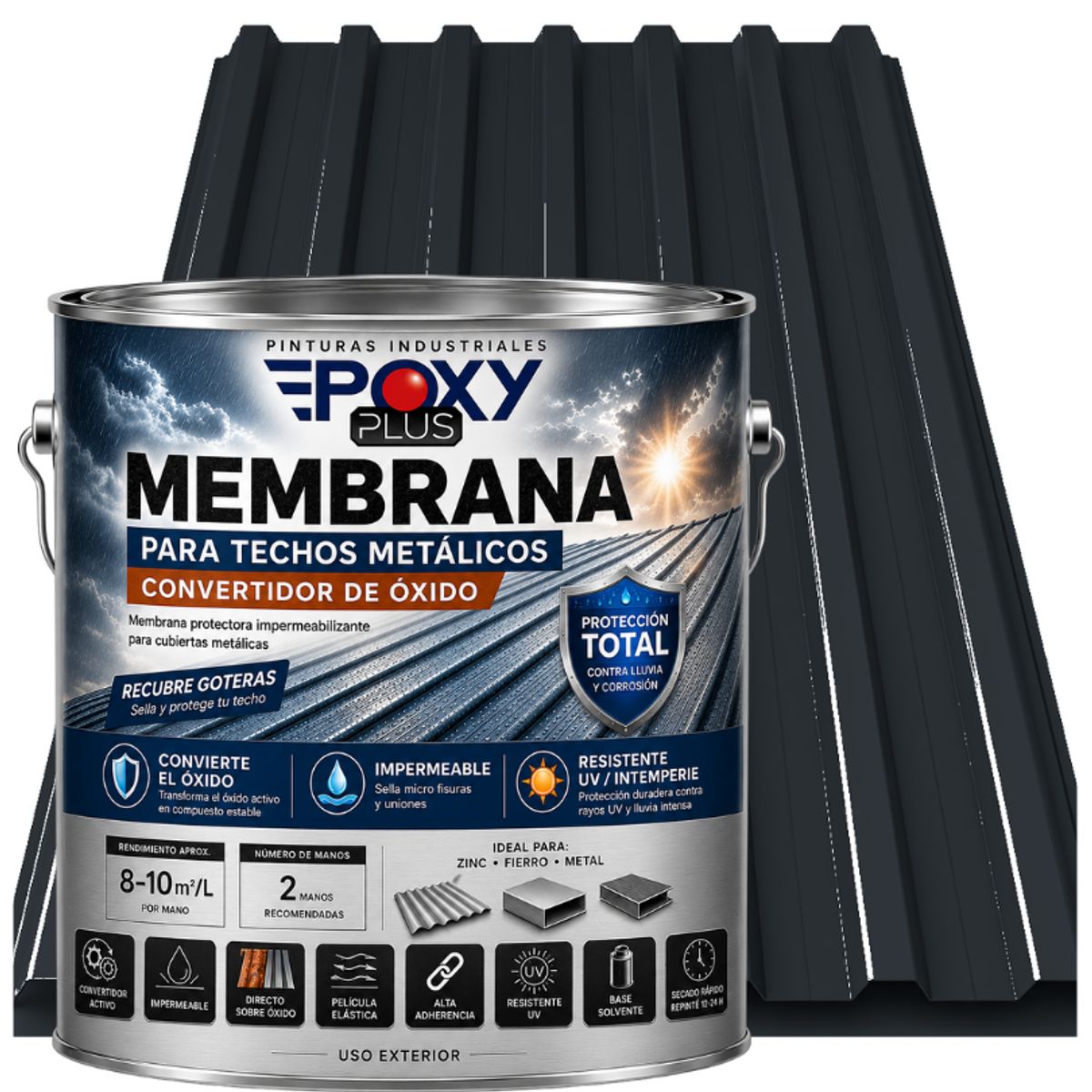 EPOXY - MEMBRANA PARA TECHOS METÁLICOS - CONVERTIDOR OXIDO - GALON - GRIS ANTRACITA