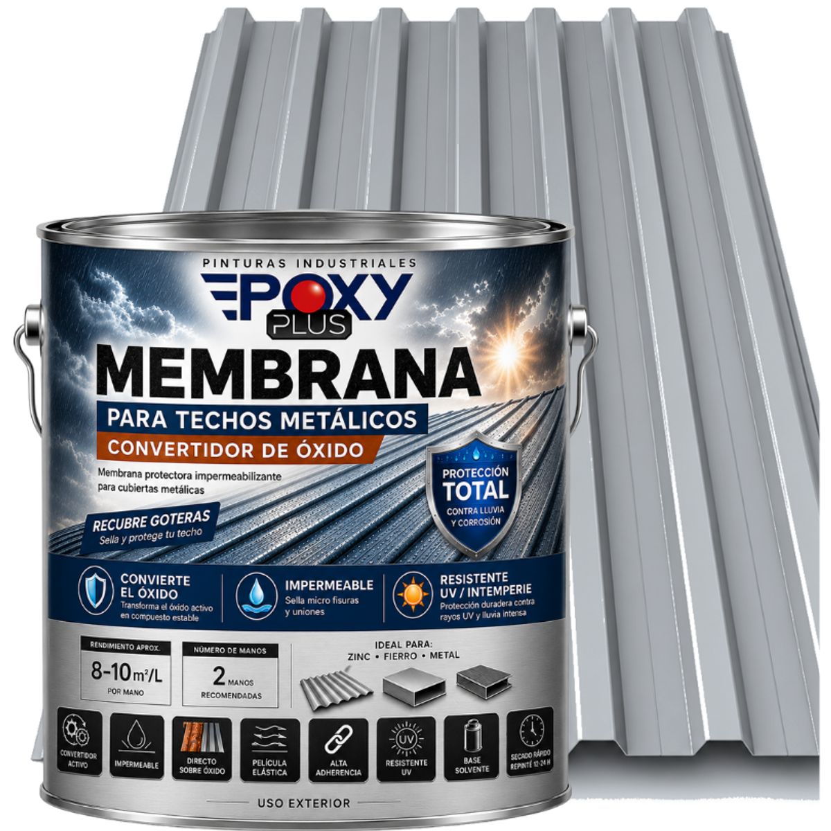 EPOXY - MEMBRANA PARA TECHOS METÁLICOS - CONVERTIDOR OXIDO - GALON - GRIS TELEGRÍS