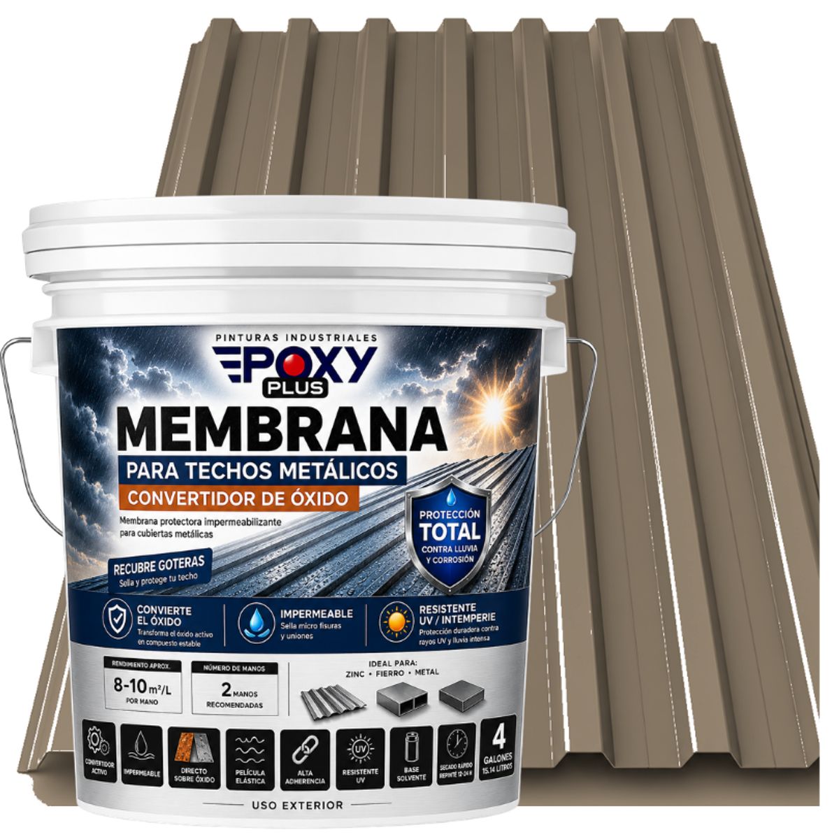 MEMBRANA PARA TECHOS METÁLICOS - CONVERTIDOR OXIDO - TINETA 4G - ARENA GRIS, marca EPOXY - Foto Principal