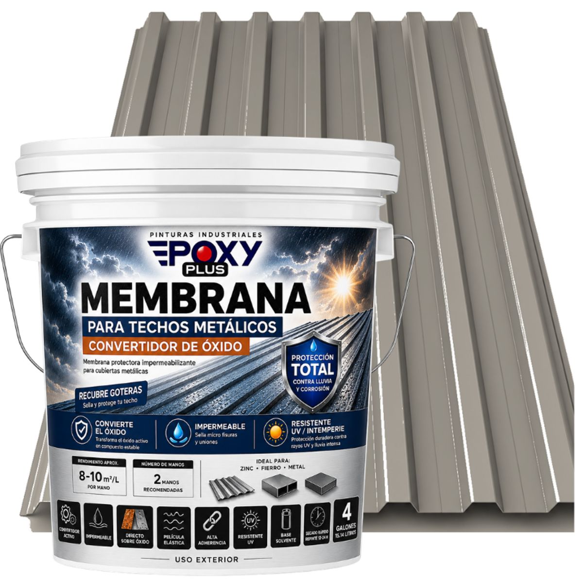MEMBRANA PARA TECHOS METÁLICOS - CONVERTIDOR OXIDO - TINETA 4G - GRIS CEMENTO, marca EPOXY - Foto Principal