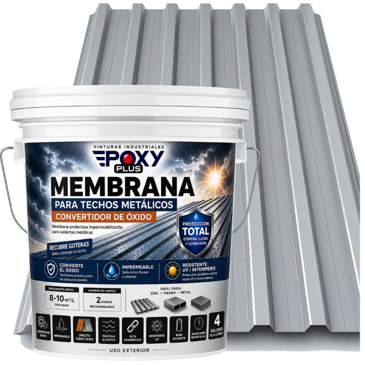 EPOXY - MEMBRANA PARA TECHOS METÁLICOS - CONVERTIDOR OXIDO - TINETA 4G - GRIS TELEGRÍS