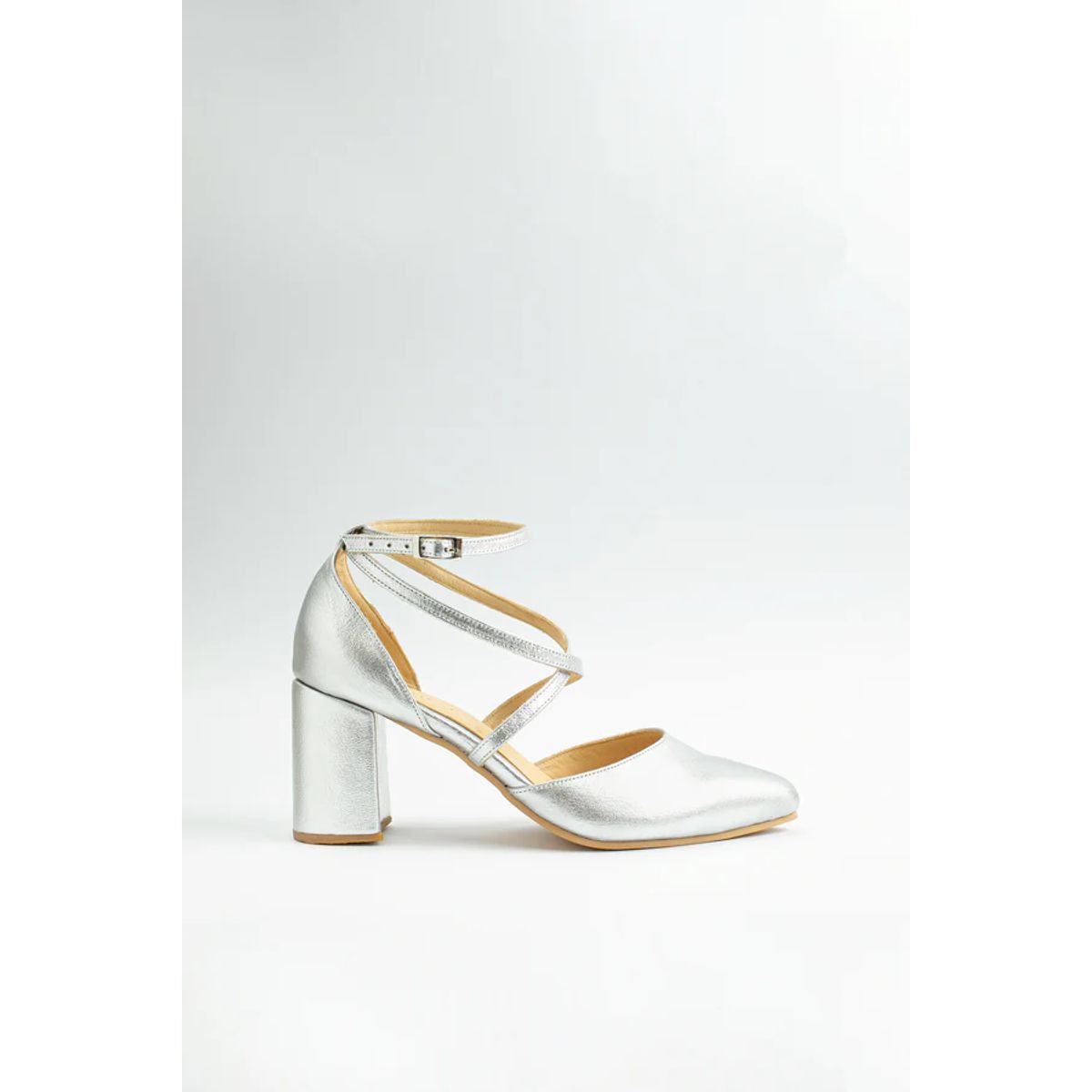 GANDARVA - Zapato de mujer de cuero Elena Plateado 7 cm