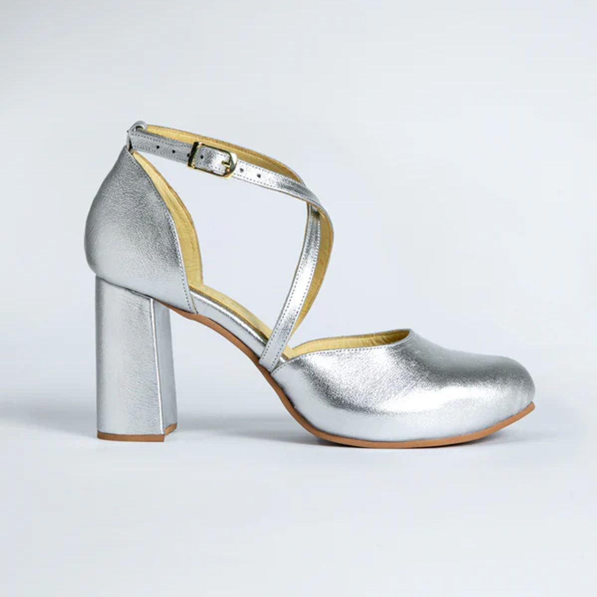 GANDARVA - Zapato de mujer de cuero Pandora Plateado 8 cm