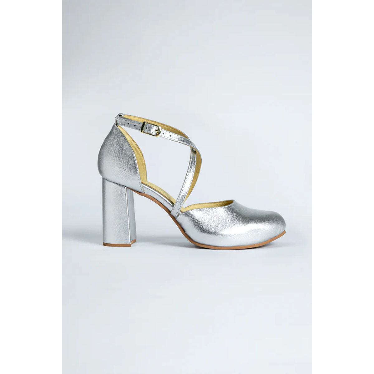 GANDARVA - Zapato de mujer de cuero Pandora Plateado 8 cm