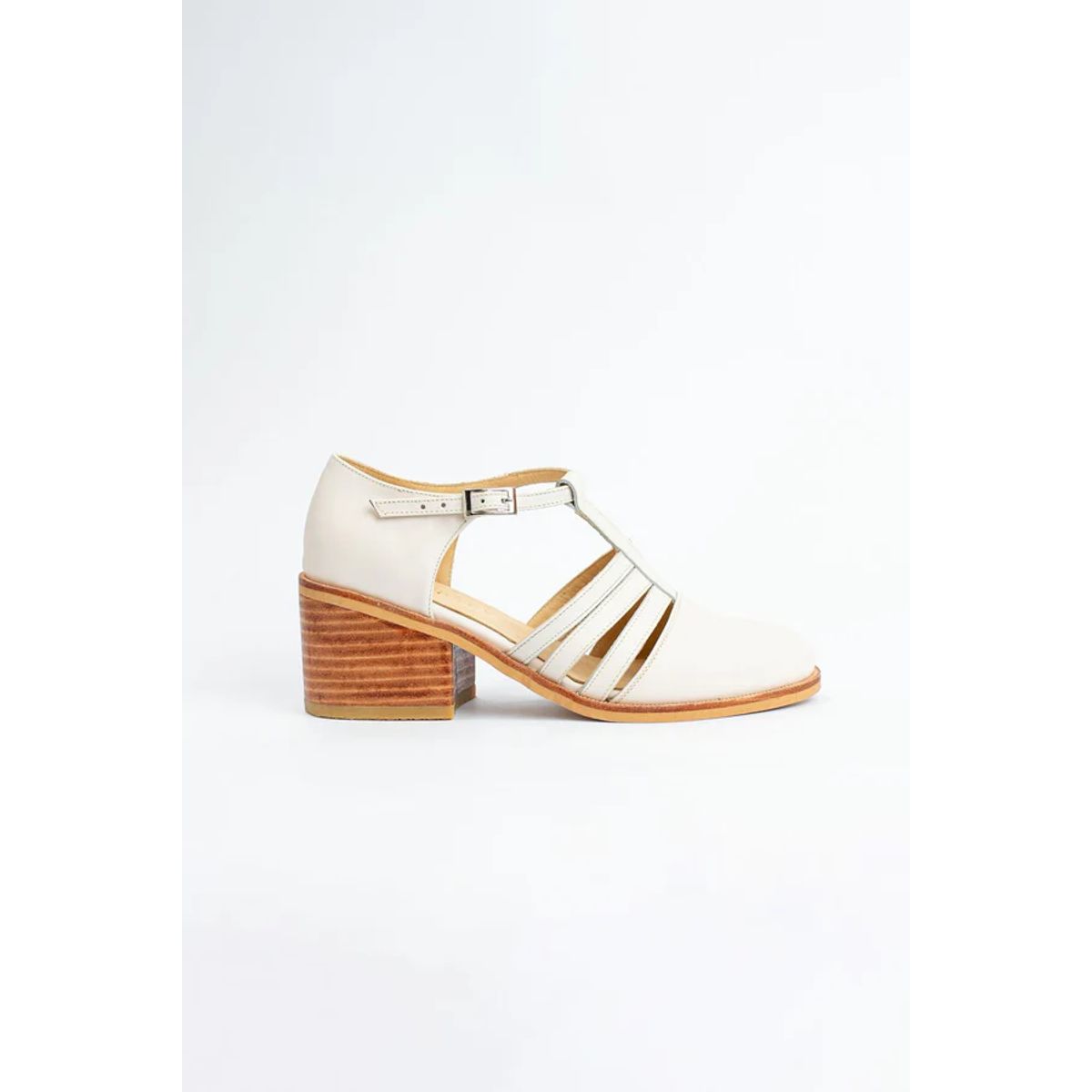 GANDARVA - Zapato de mujer de cuero Pastora Marfil 5 cm