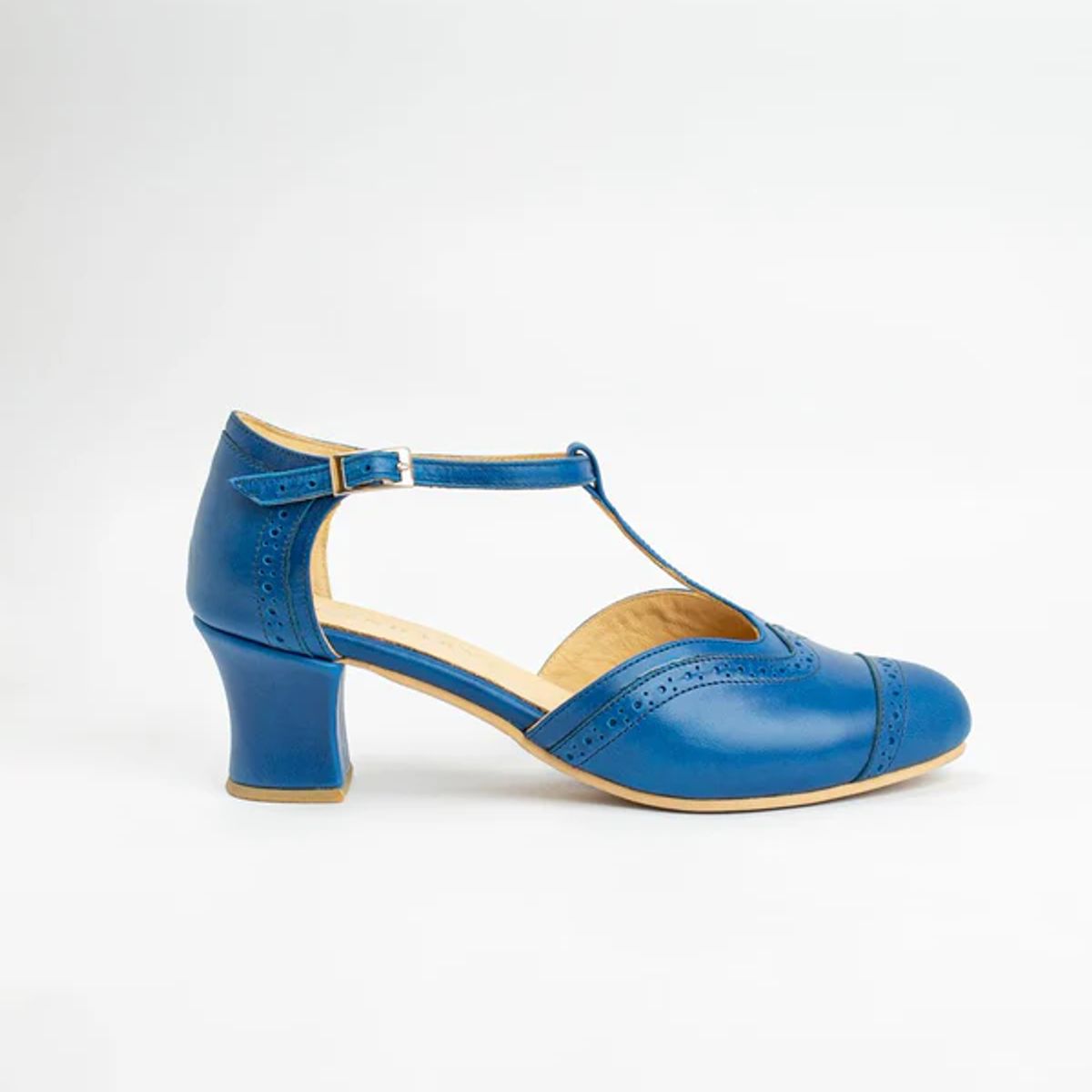 GANDARVA - Zapato de mujer de cuero Teresita 5 cm Azul