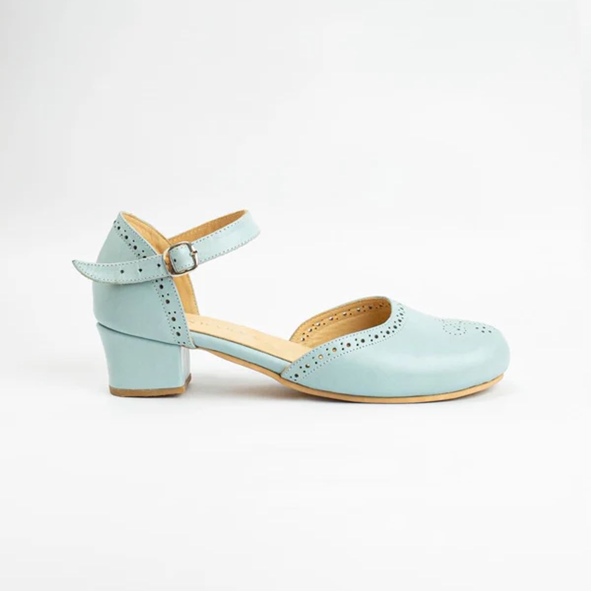 GANDARVA - Zapato de mujer de cuero Pandora Celeste 4 cm