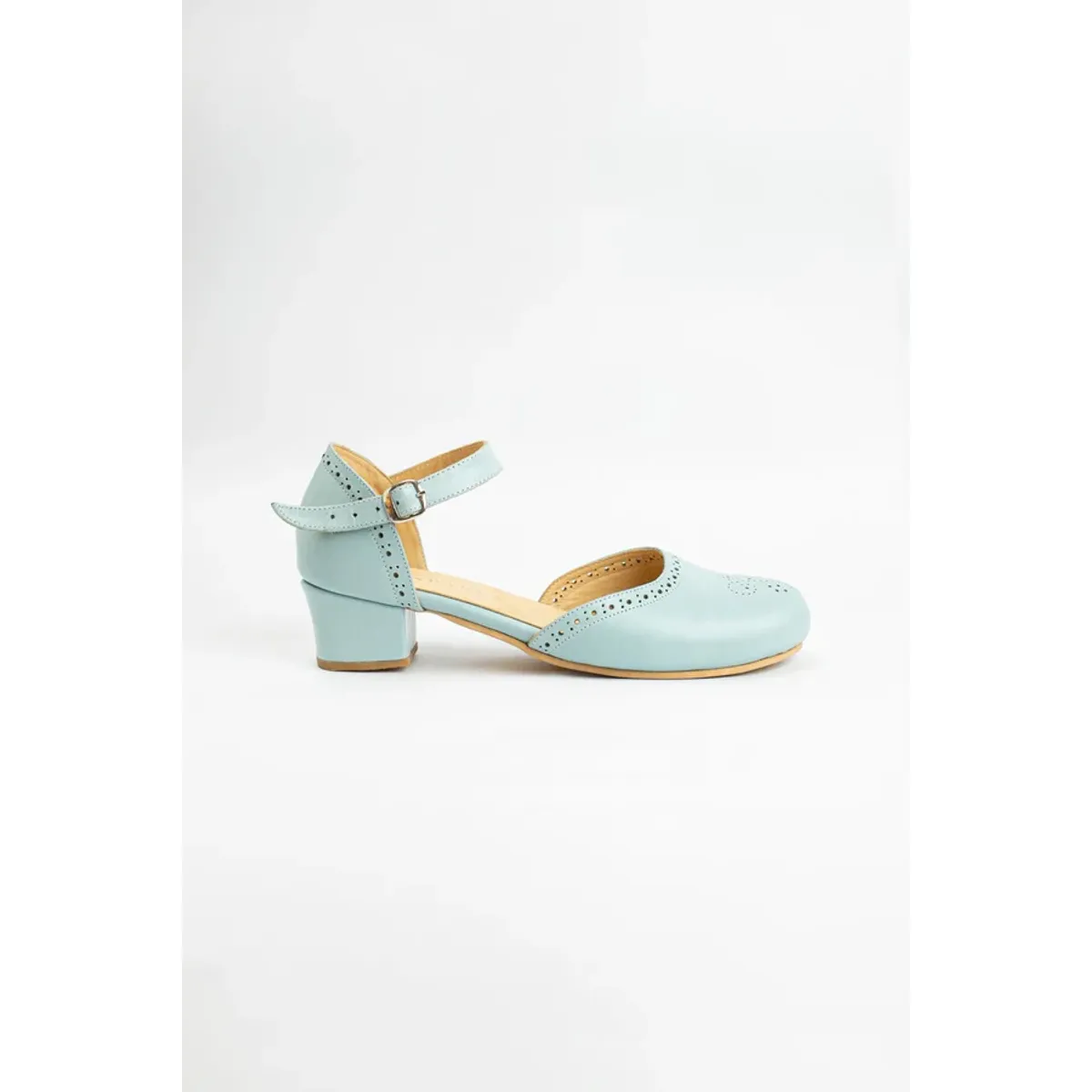 GANDARVA - Zapato de mujer de cuero Pandora Celeste 4 cm