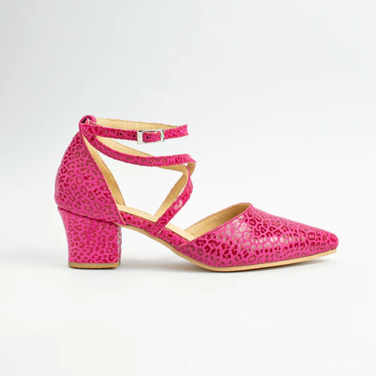 GANDARVA - Zapato de mujer de cuero Elena Fucsia Print 5 cm