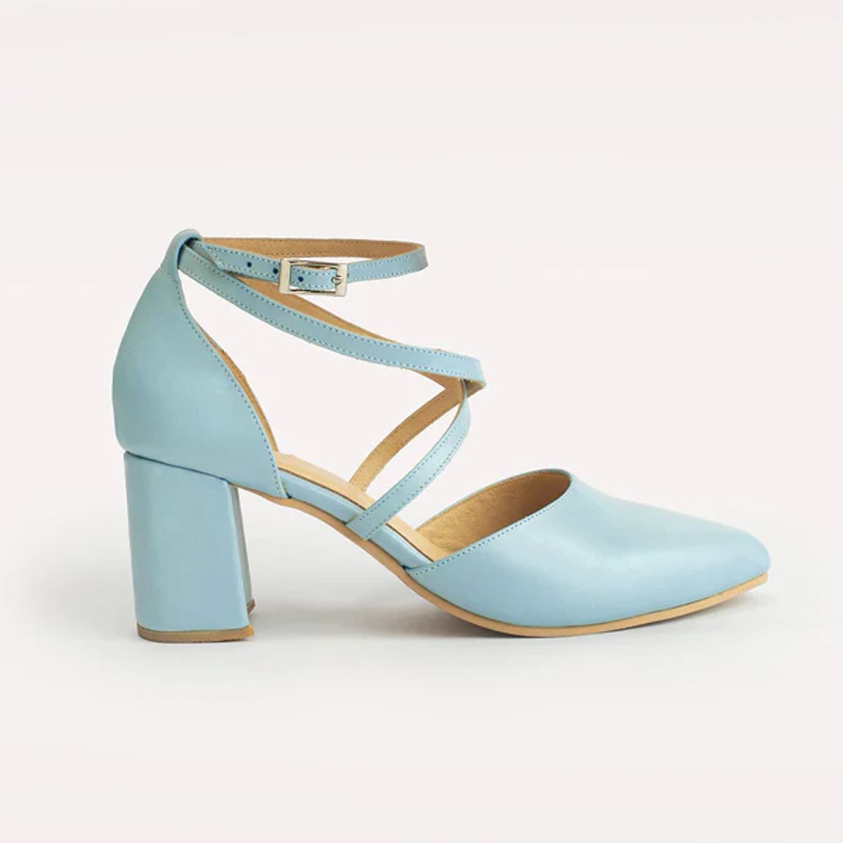 GANDARVA - Zapato de mujer de cuero Elena Celeste 7 cm