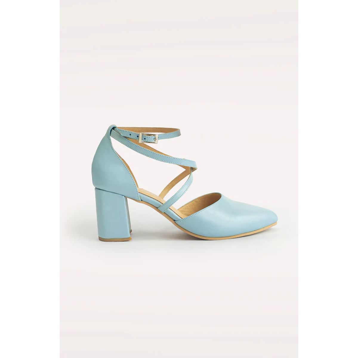 GANDARVA - Zapato de mujer de cuero Elena Celeste 7 cm