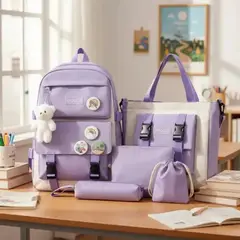 VERCI - Mochila Escolar Urbana Estilo Coreano 5 Piezas Para Viaje