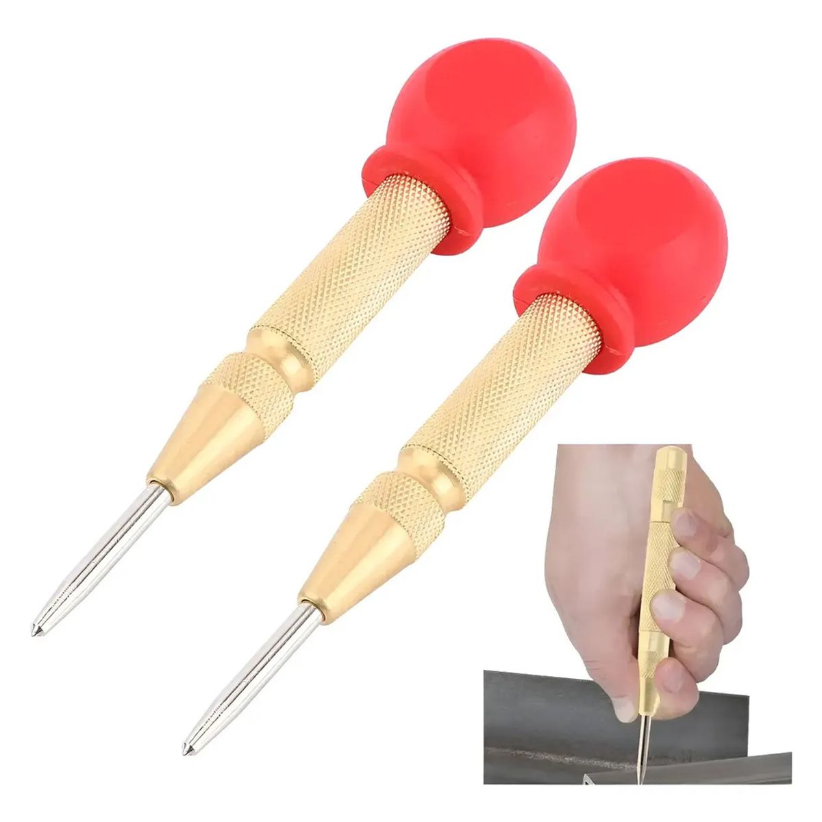 GENERICO - 2pcs Punzón Punto Centro Automático Trabajos Pesados Ergonómico