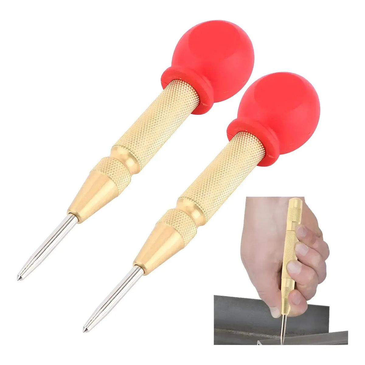 GENERICO - 2pcs Punzón Punto Centro Automático Trabajos Pesados Ergonómico
