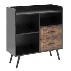 YOMYM - Librería de pie con armarios y estantes multifunción marrón retro 80×35×39cm