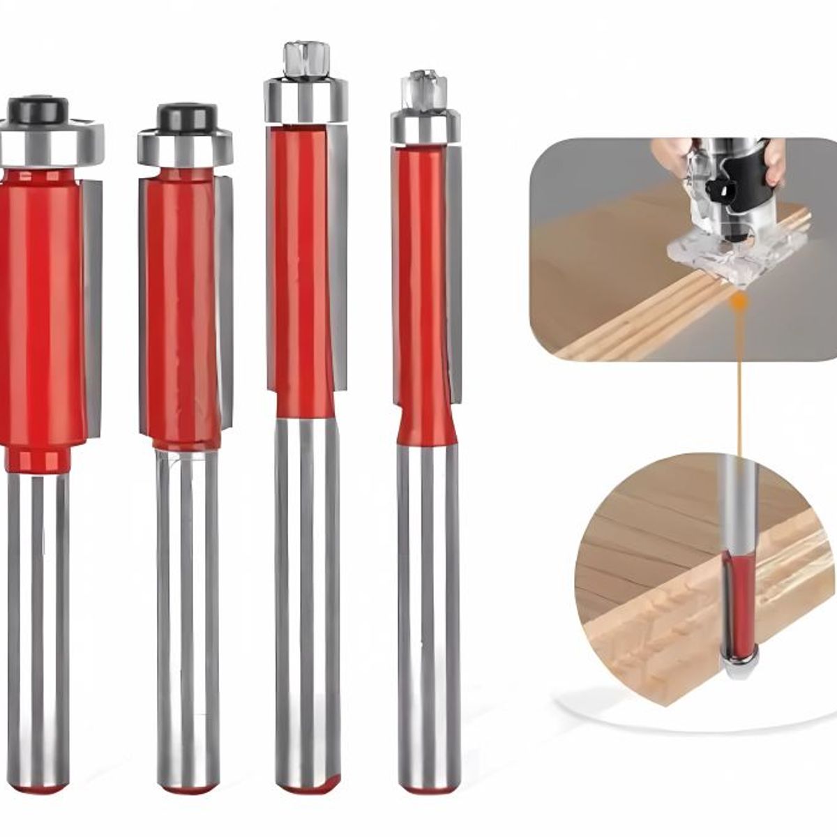 GENERICO - 4 × Fresa Madera Copiadora Dif Medidas Bástago 14