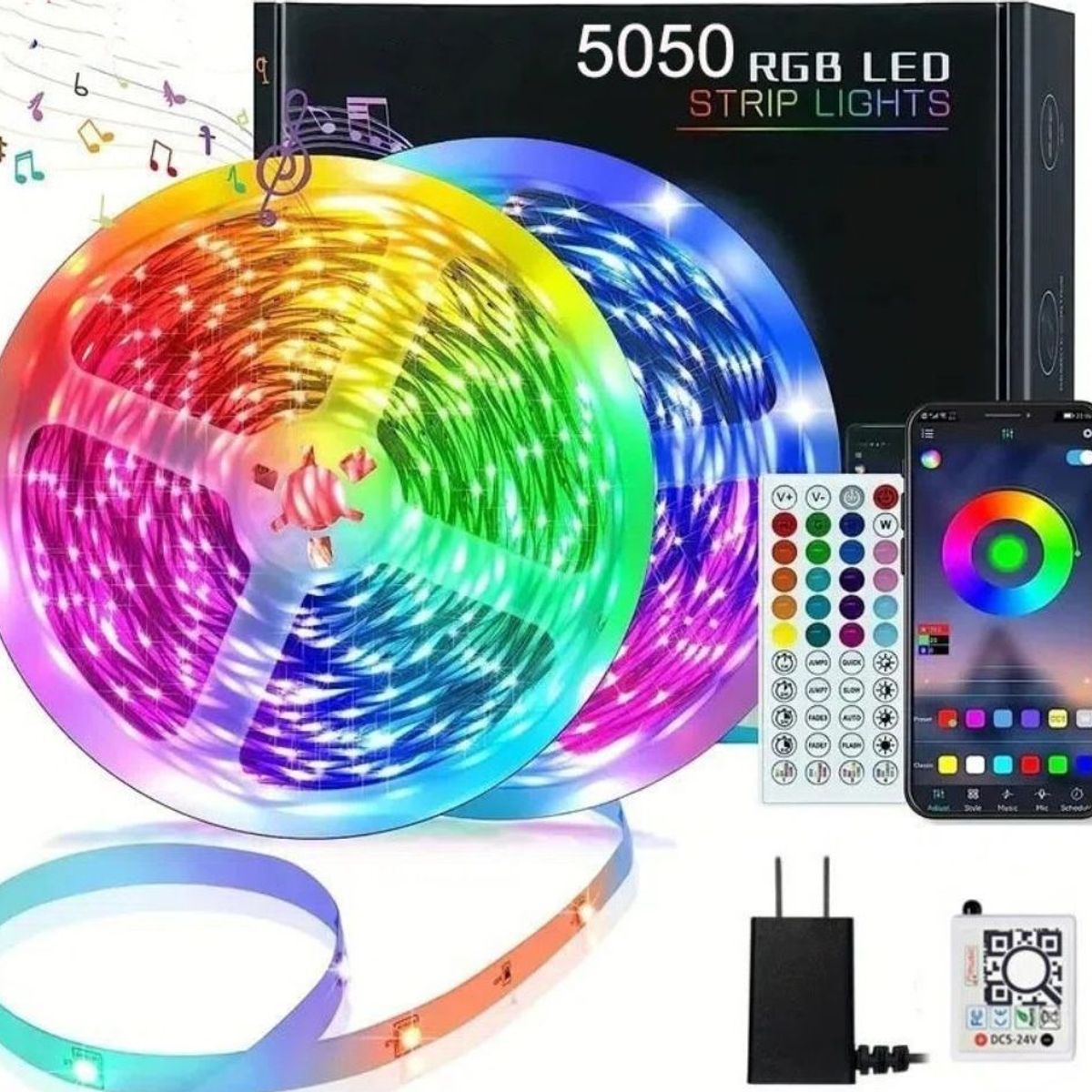 GENERICO - Tira De Luces Led Strips 5050 Rgb 30m 24v Incluye Bluetooth