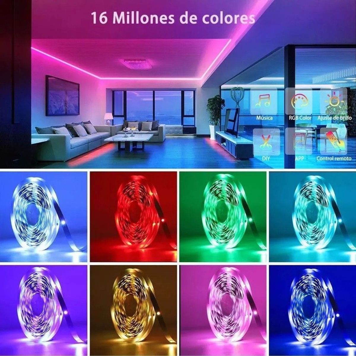 GENERICO - Tira De Luces Led Strips 5050 Rgb 30m 24v Incluye Bluetooth