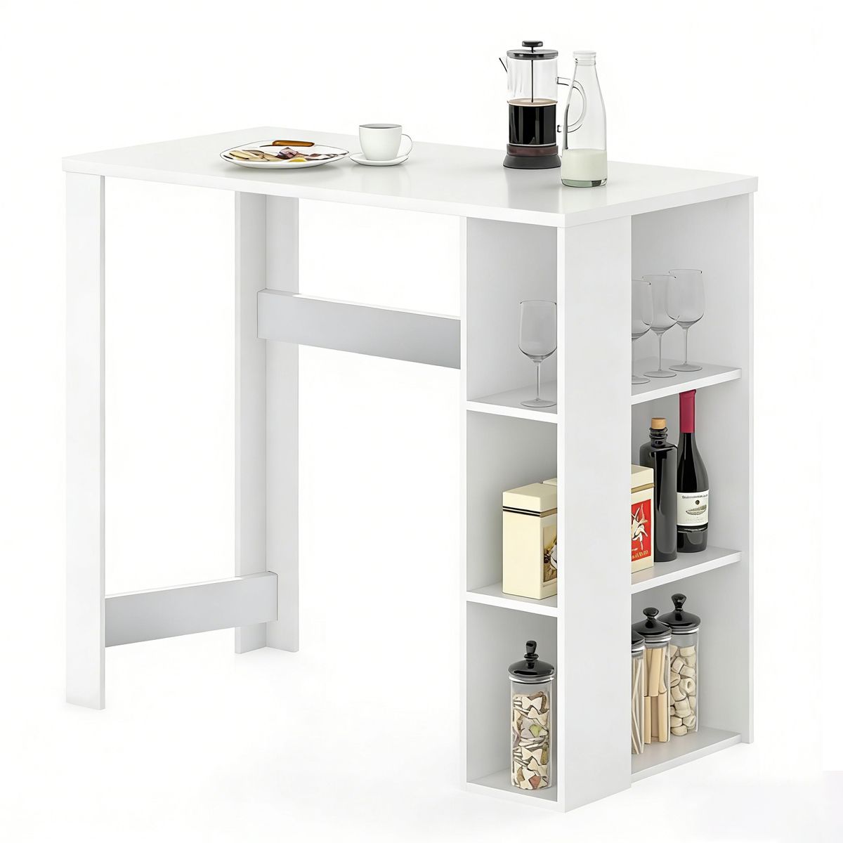 UENMI - Mesa De Bar Rectangular Moderna 120 Cm Estantería De 3