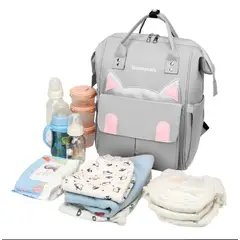 GENERICO - Mochila Pañalera Bebe Bolso Maternal Gatito Colores