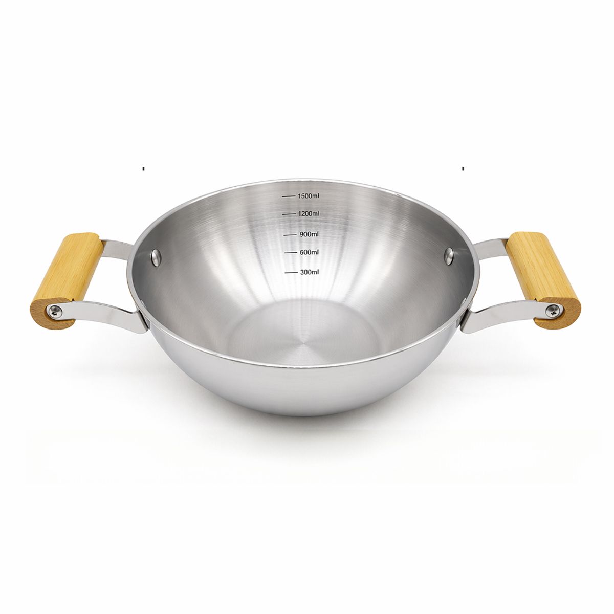 GENERICO - Olla de acero inoxidable 22cm con asas anti calor de madera para cocina diaria