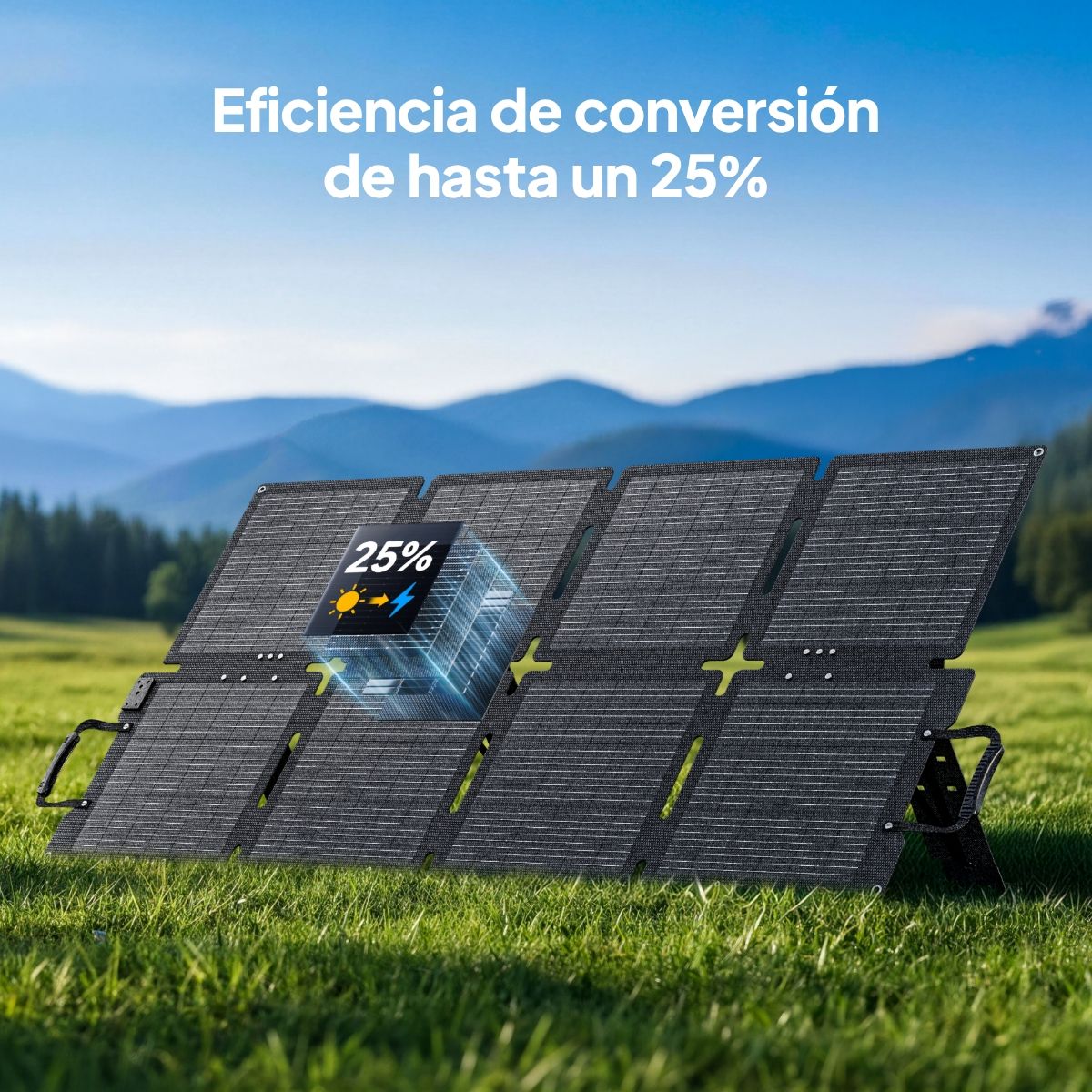 BLUETTI - BLUETTI Panel Solar 130W Cargador Solar Plegable con Soportes Ajustables para Autocaravanas y Acampadas-