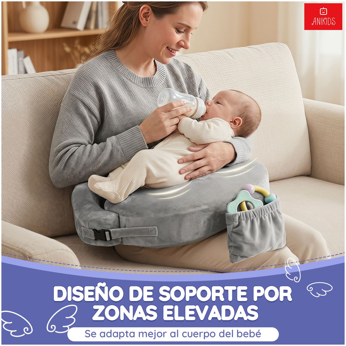 ANIKIDS - Almohada Cojin De Lactancia Para Bebé Amamantar Antirreflujo