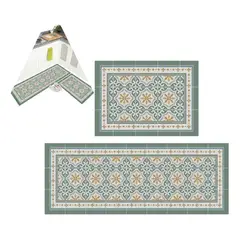 KUANGYE - Set 2 Alfombras De Cocina Antideslizante - Córdova Green