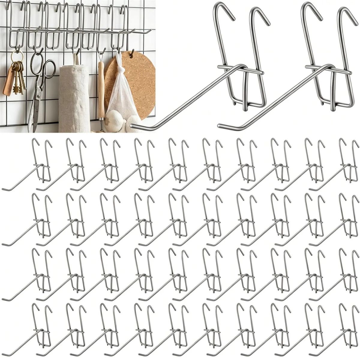 50pcs Ganchos Metal Para Exhibir Reja Para Panel Rejilla Para Garaje Tienda Almacenamiento, marca GENERICO - Foto Principal