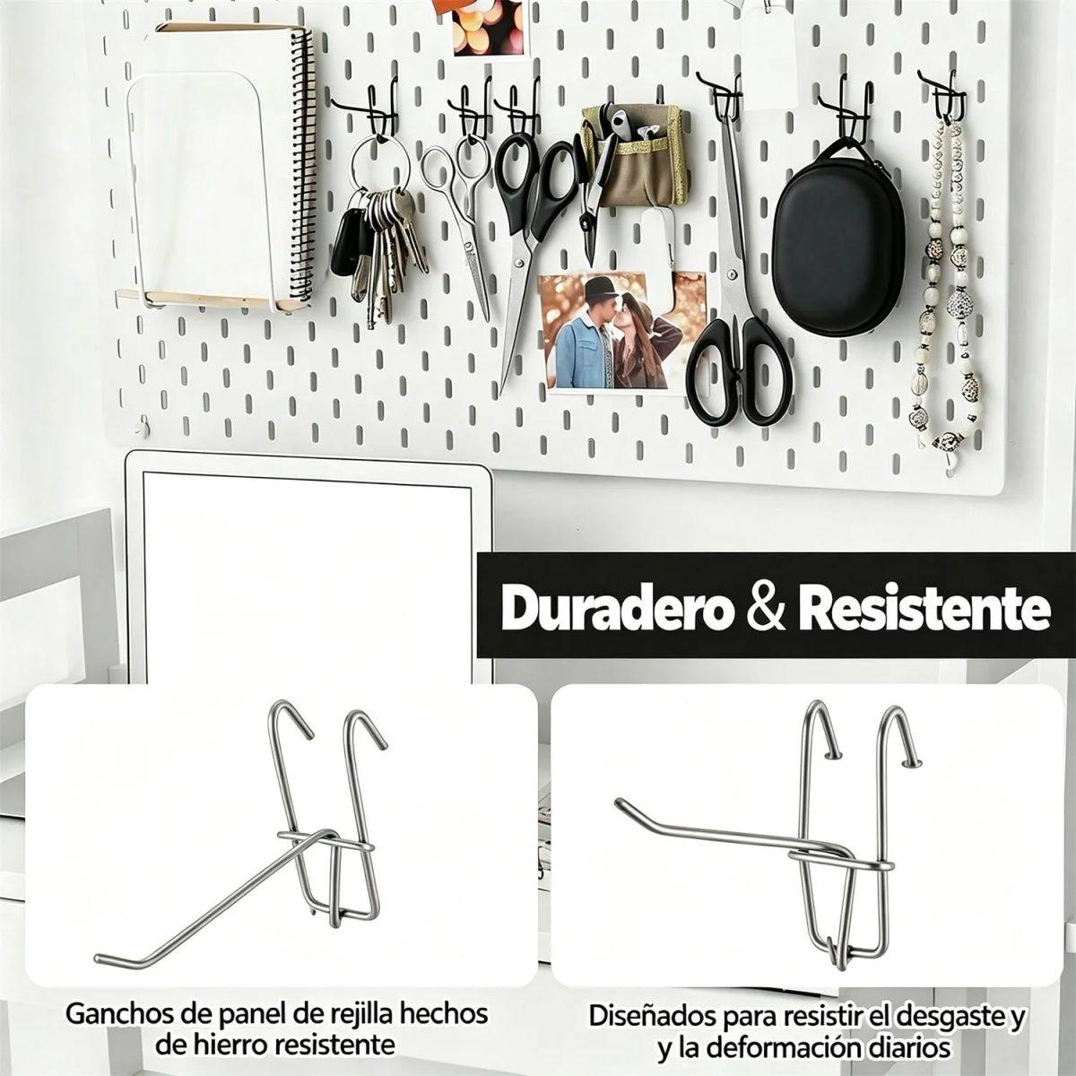 50pcs Ganchos Metal Para Exhibir Reja Para Panel Rejilla Para Garaje Tienda Almacenamiento, marca GENERICO - Foto 2