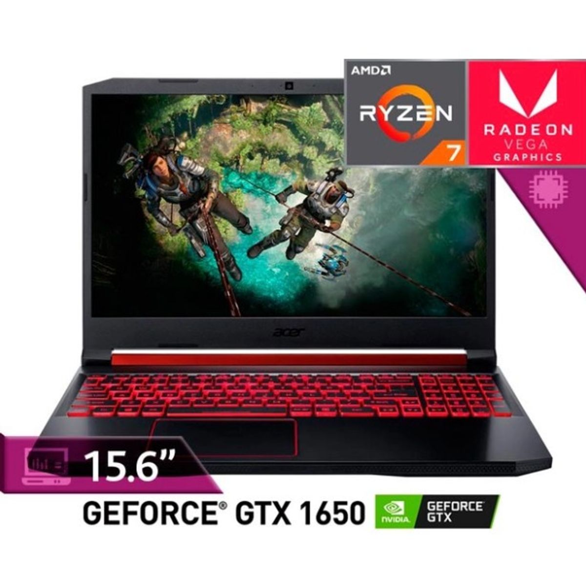 ACER - NOTEBOOK ACER NITRO 5 AMD RYZEN 7 NVIDIA GEFORCE GTX 1650 (4GB) 16GB RAM/ 500GB SSD+1 TBHDD (REACONDICIONADO)