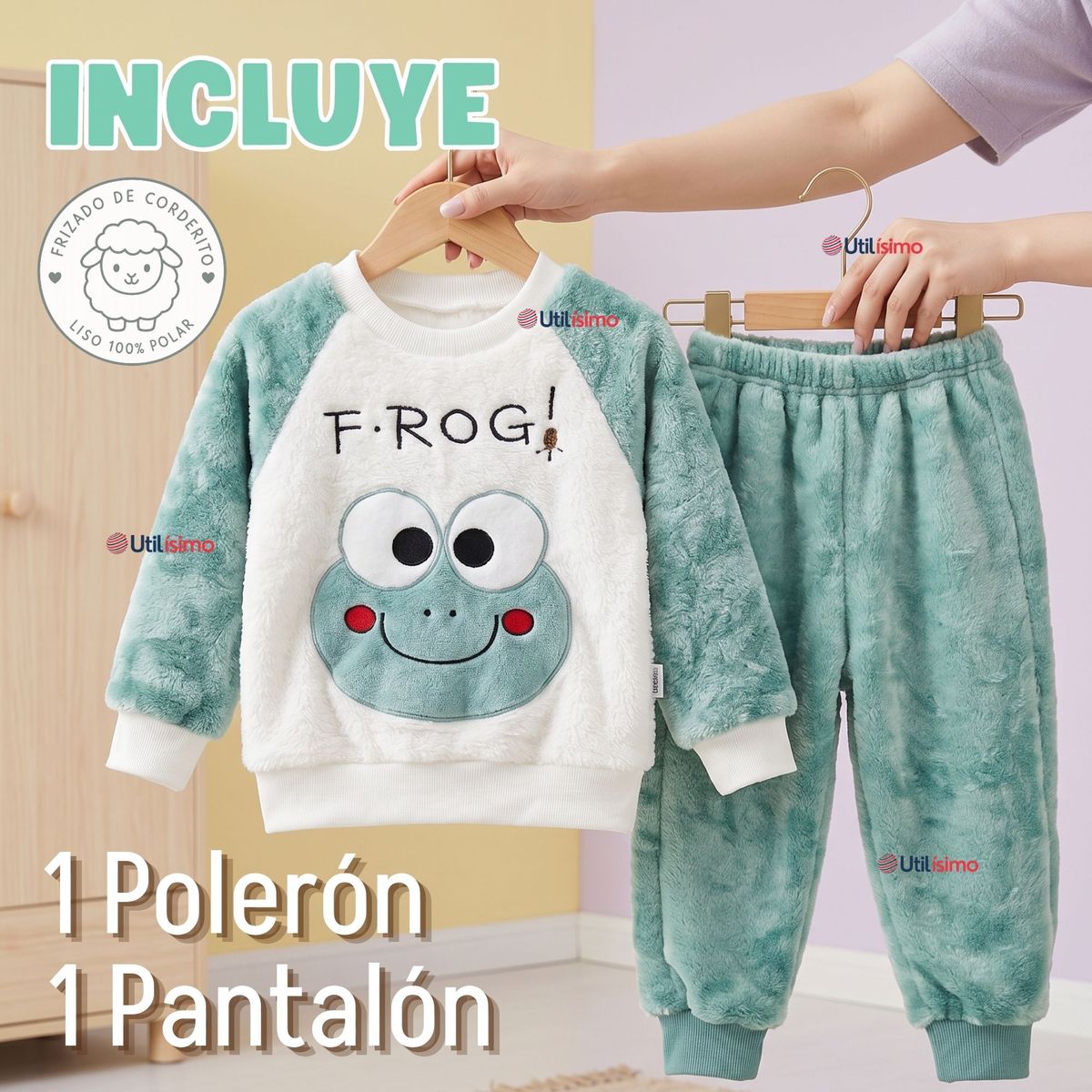 JUMP KIDS - Conjunto Buzo Polerón Frizado 2 Piezas Niño Bebe Corderito Liso