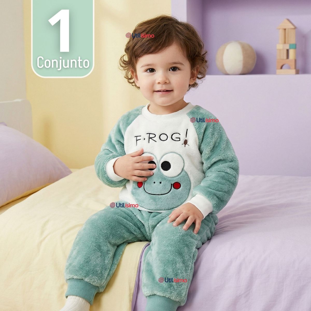 JUMP KIDS - Conjunto Buzo Polerón Frizado 2 Piezas Niño Bebe Corderito Liso