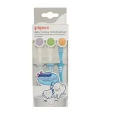 PIGEON - Set De Cepillos Dentales Aprendizaje 3 Etapas Bebe Azul Claro