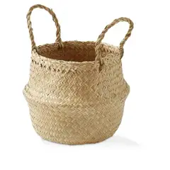 GENERICO - Cesta tejida de Mimbre de Hierba Marina 24 x 23 x 30 cm.