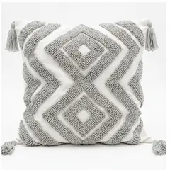 WAKESHOME - Funda de Cojín Boho Tejida con Borlas Funda Amohadon Sofa 45x45cm