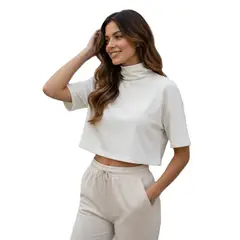 ACOCO - Polera Mujer Moka Cuello Alto Caramelo