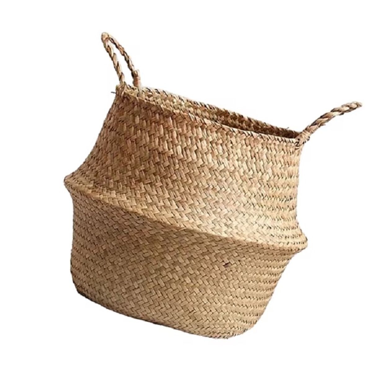 GENERICO - Cesta tejida de Mimbre de Hierba Marina  35 x 30 x 30 cm.
