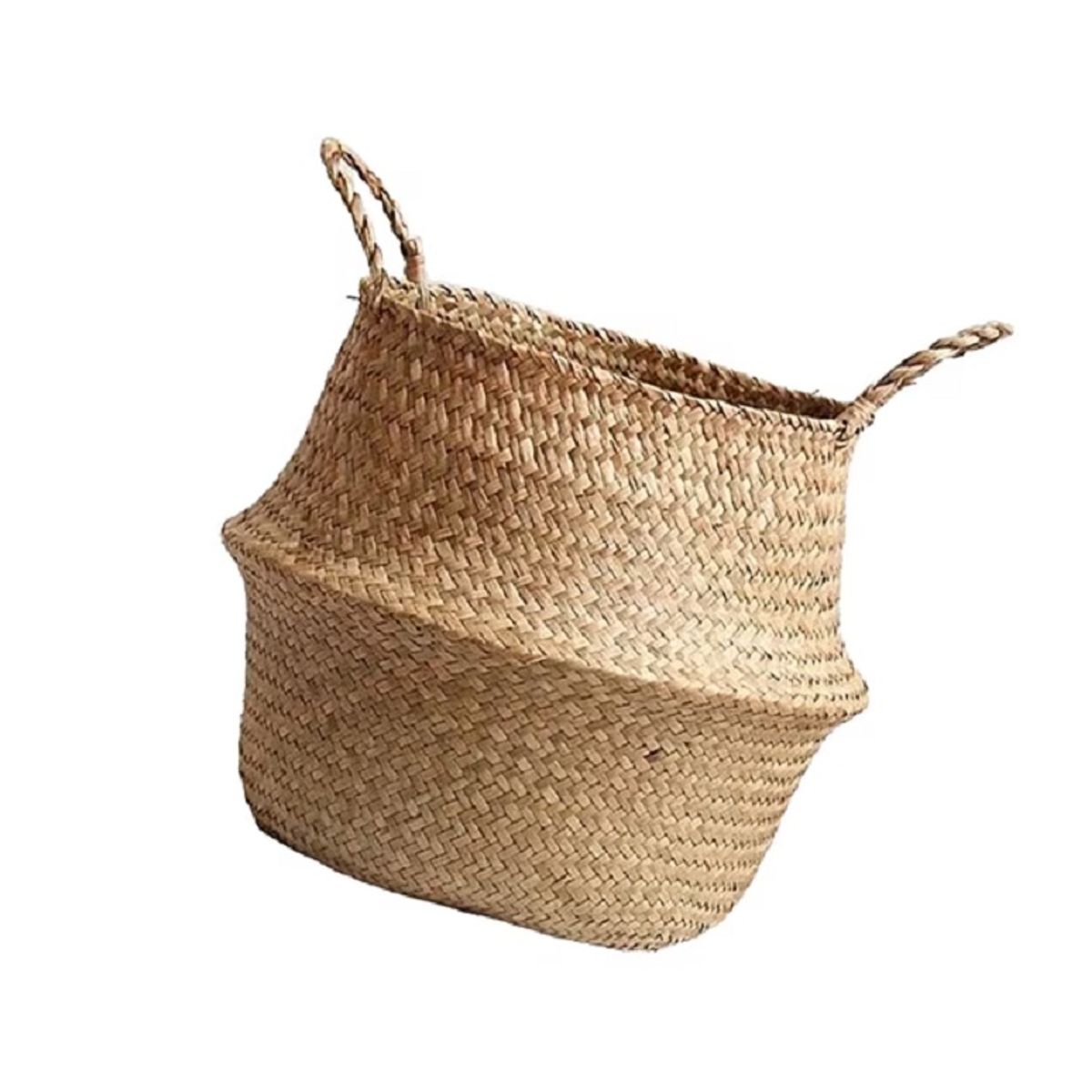 GENERICO - Cesta tejida de Mimbre de Hierba Marina  35 x 30 x 30 cm.