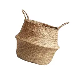 GENERICO - Cesta tejida de Mimbre de Hierba Marina 35 x 30 x 30 cm.
