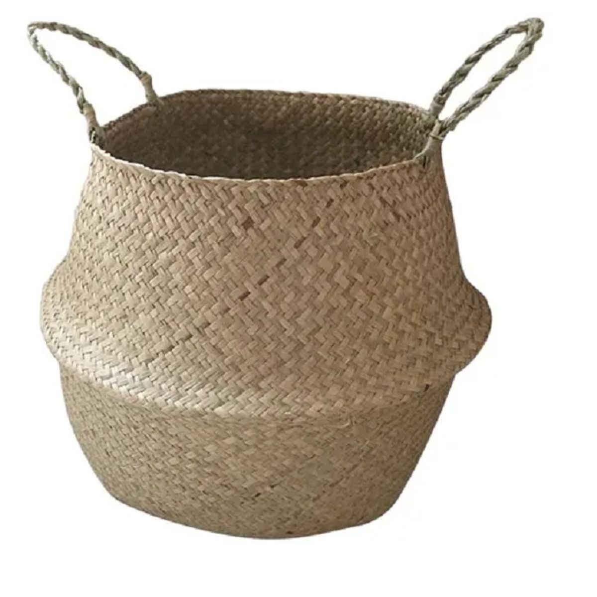 GENERICO - Cesta tejida de Mimbre de Hierba Marina  35 x 30 x 30 cm.