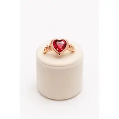 MAGNOLIA - Anillo ruby heart laminado en oro