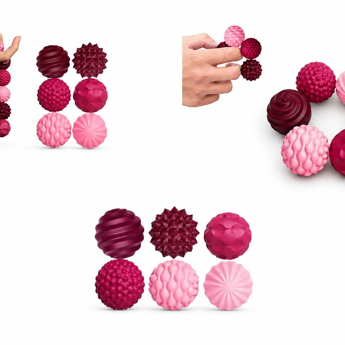 GENERICO - Set 6 Pelotas Masaje Antiestrés Terapéuticas Sensoriales