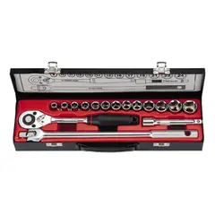 GENERICO - Set Llave Dado 12 17 Piezas Caja Metálica